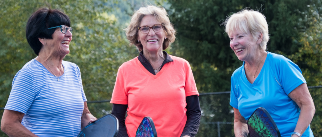 Seniors playing pickleball