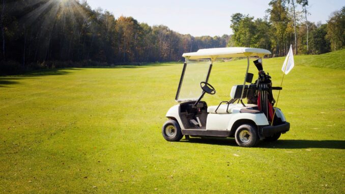 golf cart on golf course golf cart on golf course